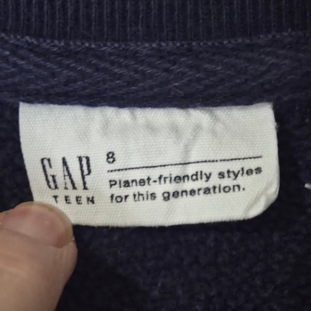 Gap Kids Girls Navy Varsity Cropped Sweatshirt Size 8 - Picture 2 of 3